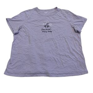 💜 Old Navy Everywear XL Lavender "Slow Down, Enjoy Today" Floral Graphic Tee